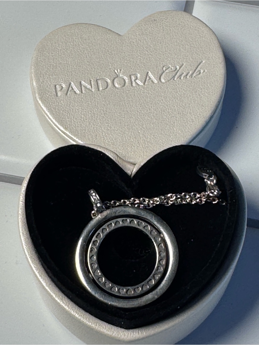 Pandora Silver Double Circle Pendant Necklace - Silver